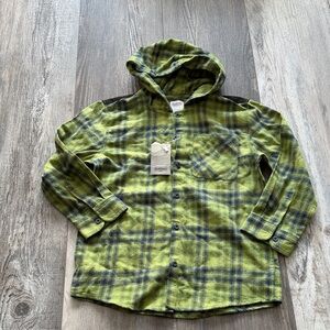 Outfitters boys Collection Green Plaid Hooded Shirt